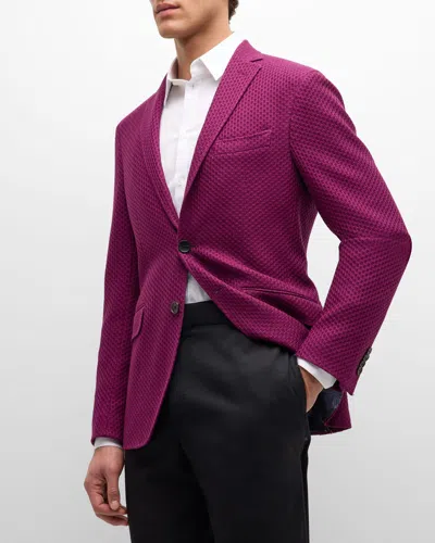 Etro Men's Basic Textured Blazer In Reddish Purple