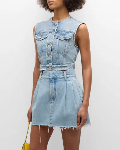 Agolde Leo Cropped Denim Vest In Fray