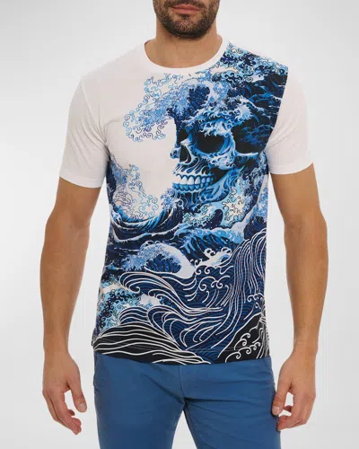 Robert Graham Men's Skull Wave Graphic T-shirt In Blue