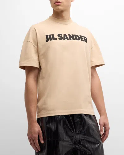 Jil Sander Men's Short-sleeve Logo-print T-shirt In Dark Sand