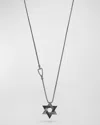 Marco Dal Maso Men's Matte Burnished Silver Pendant Necklace With Enamel In Black