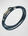 Marco Dal Maso Men's Lash Multi Wrap Smooth Leather Bracelet In Blue