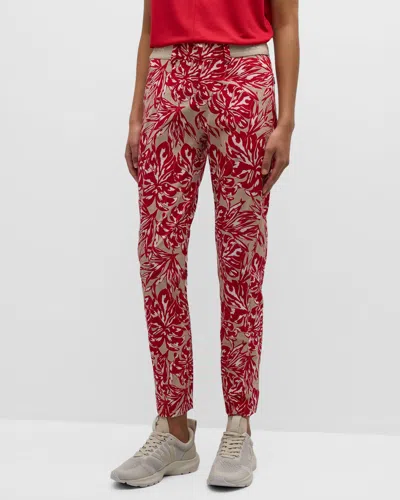 Bogner Tessi Water-repellent Floral Logo Jacquard Trousers In Urban Red-562