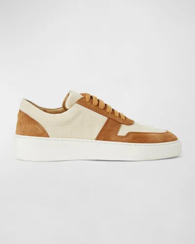 Bruno Magli Men's Darian Suede & Canvas Low-top Trainers In Sand