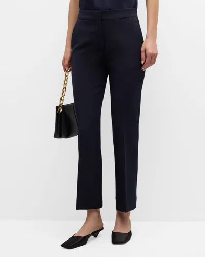 St John Straight-leg Ankle Stretch Crepe Suiting Pants In Black