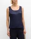 St John Liquid Satin Tank Top In Navy