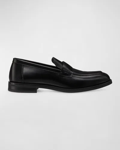 Weitzman Men's Club Brushed Leather Slip-on Loafers In Black