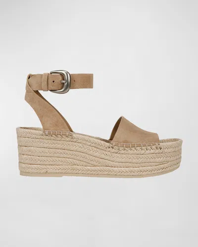 Vince Belisa Suede Platform Ankle-strap Espadrilles In Dune