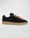 Lanvin Men's Lite Curb Suede Low-top Sneakers In Black