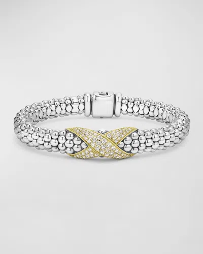 Lagos Sterling Silver And 18k Embrace Diamond Pave Rope Bracelet
