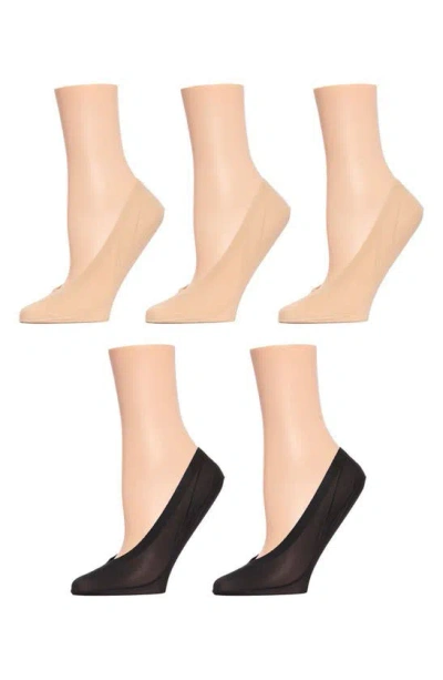Memoi Fine Edge Sock Liners In Nude-black