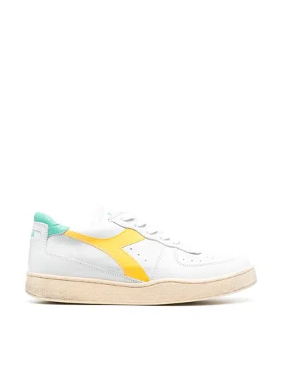 Diadora Mi Basket Low Used Sneaker Shoes In Yellow & Orange