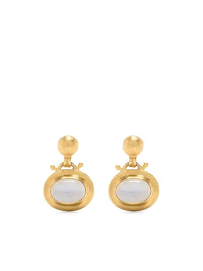 Prounis 22kt Yellow Gold Moon Stone Earrings