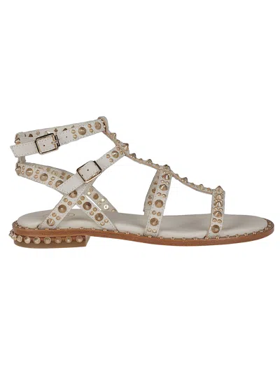 Ash Pepsy Sandals In Beige/white/ariel Gold