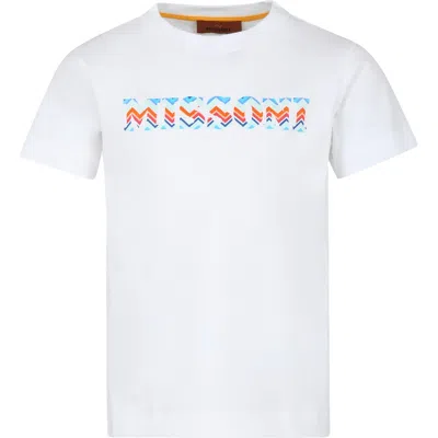 Missoni Kids' White T-shirt For Girl With Logo