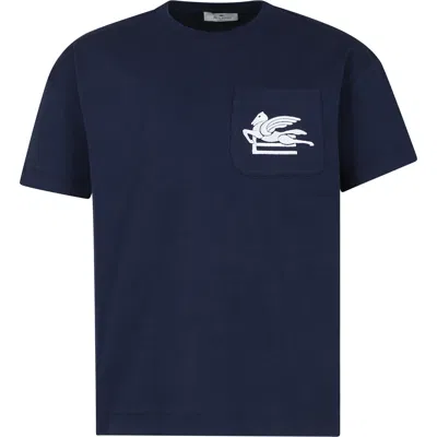 Etro Kids' Blue T-shirt For Boy With Pegasus