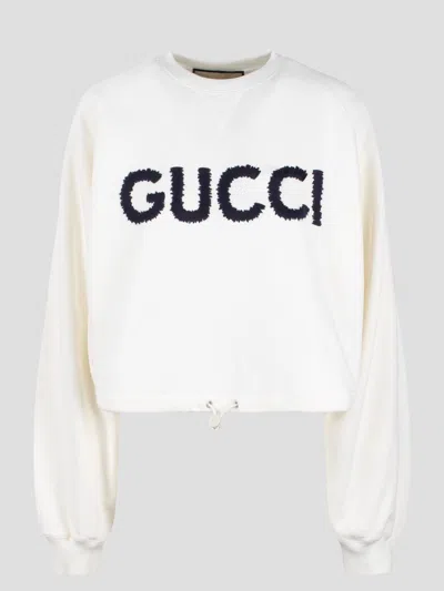 Gucci Cotton Jersey Drawstring Sweatshirt In White