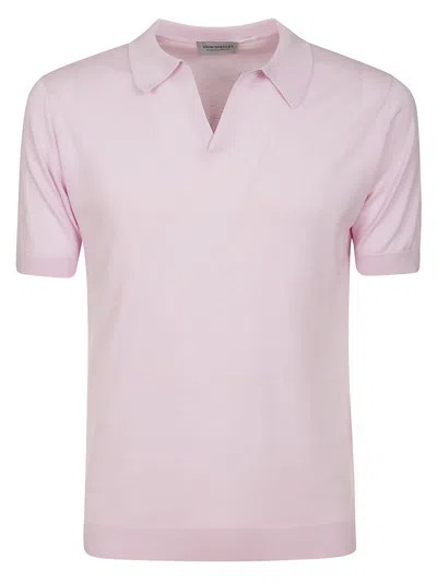 John Smedley Noah Skipper Collar Shirt Ss In Mallow Pink