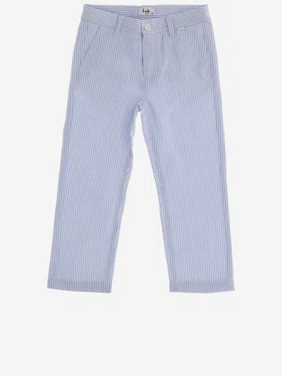 Il Gufo Kids' Vertical-stripe Pattern Trousers In Clear Blue