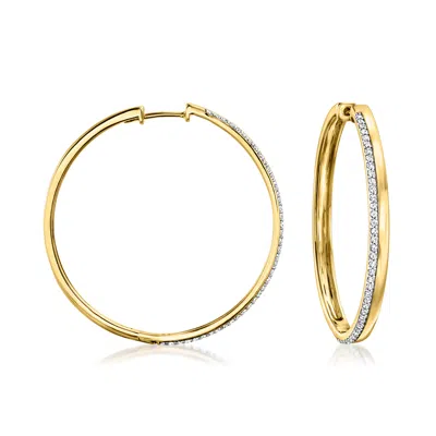 Ross-simons Diamond Hoop Earrings In 18kt Gold Over Sterling In White