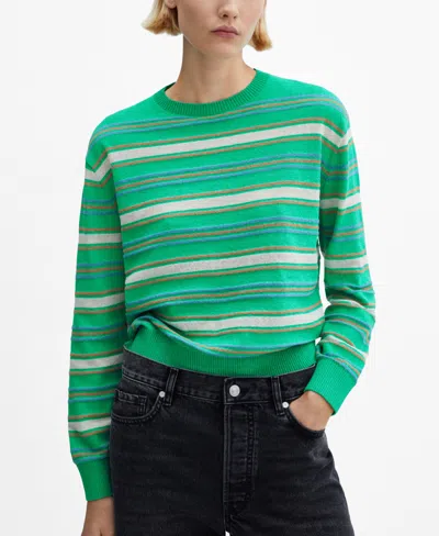 Mango Round-neck Striped Sweater Pastel Green