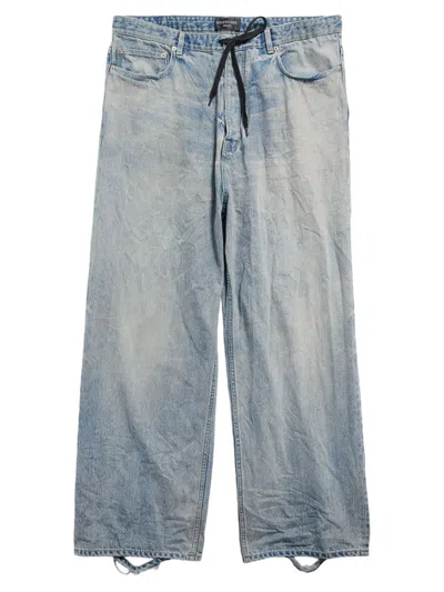 Balenciaga Kids' Oversized Baggy Jeans In Blue