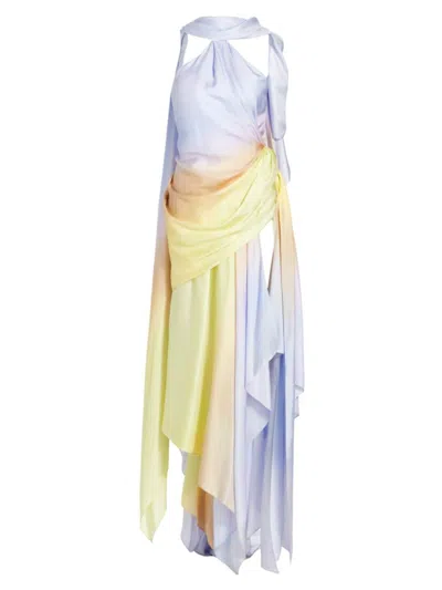 Zimmermann Harmony Draped Silk Midi Dress In Yellow Fields
