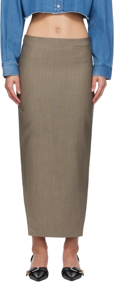 Givenchy Wool-mohair Kick Midi Skirt In Neutral