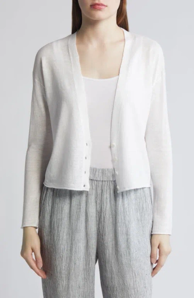 Eileen Fisher Button Front Cardigan In White