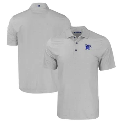 Cutter & Buck Gray Memphis Tigers Pike Eco Tonal Geo Print Stretch Recycled Polo