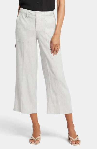 Nydj Wide Leg Crop Pants In Slubby Stripe