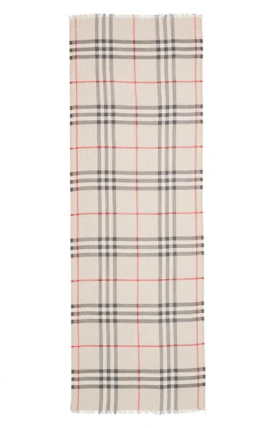 Burberry Giant Check Print Wool & Silk Scarf In Stone