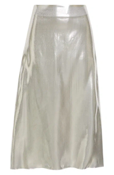 Partow Dana Metallic A-line Skirt In Silver