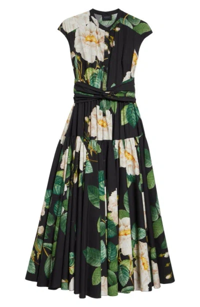 Giambattista Valli Giant Bloom Maxi Dress In Black Green