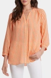 Nydj Pintuck Blouse In Apricot Geo