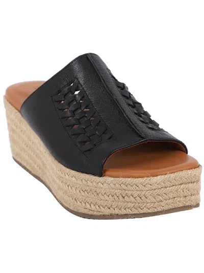 Gentle Souls By Kenneth Cole Silvana Womens Leather Woven Espadrilles In Black