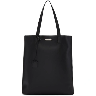 Saint Laurent Logo-embossed Leather Tote Bag In Black