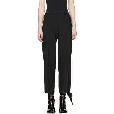 Jw Anderson Single-knot Cropped Stretch-cady Trousers In Black