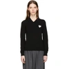 Comme Des Garçons Play Black & White Heart Patch V-neck Sweater