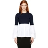 Kenzo White & Navy Layered Shirt Sweater In Blu