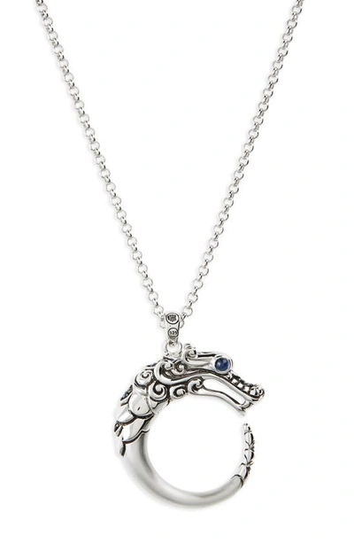 John Hardy Legends Naga Pendant Necklace In Black/silver