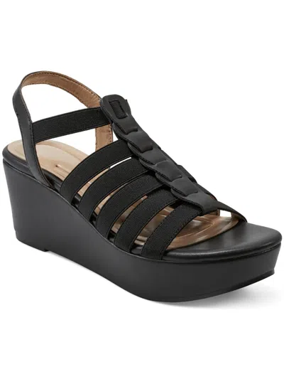Easy Spirit Avinna Womens Faux Leather Strappy Platform Sandals In Black