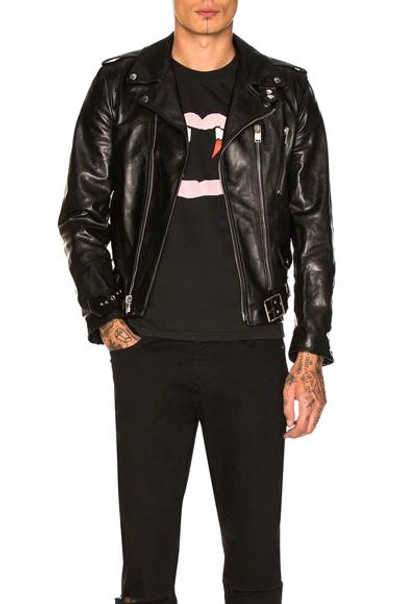 Saint Laurent Cocktail Print Biker Jacket In Black
