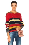 Alexa Chung Alexachung Striped Mohair Sweater In Blue,red,stripes,yellow In Blue,red,stripes,yellow