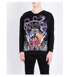 BALMAIN Animal and logo-embroidered cotton-jersey sweatshirt