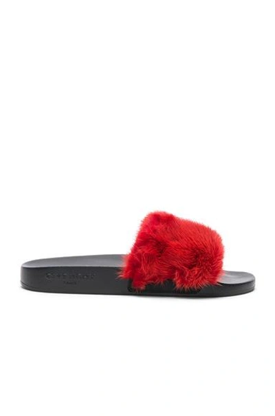 Givenchy Genuine Mink Fur Slide Sandal In Red