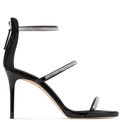 Giuseppe Zanotti Patent Leather 'harmony' Sandal With Crystals Harmony Sparkle 90 In Black