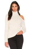 NUDE TURTLE NECK CUT OUT SHOULDER SWEATER,1101081