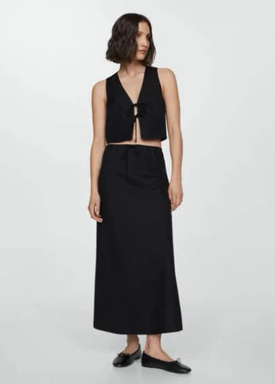 Mango Long Skirt With Adjustable Bow Black In Noir