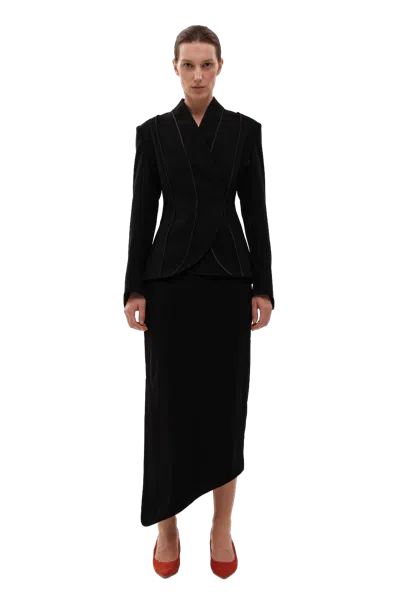 Gasanova Asymmetric Midi Skirt In Black